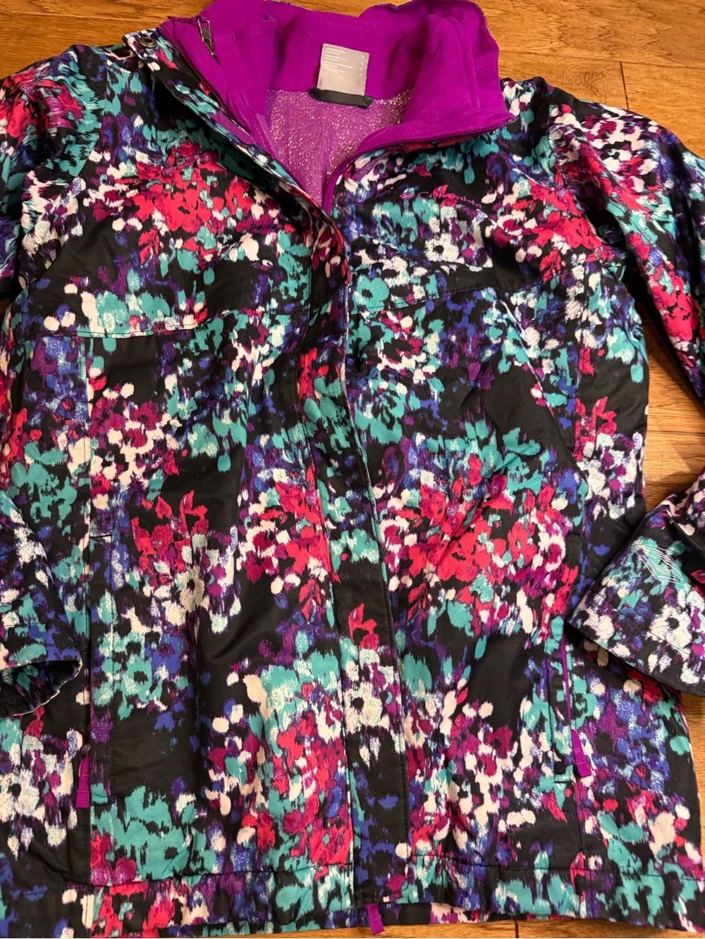 Columbia Kids Floral Utility Jacket in Black, Magenta & Teal